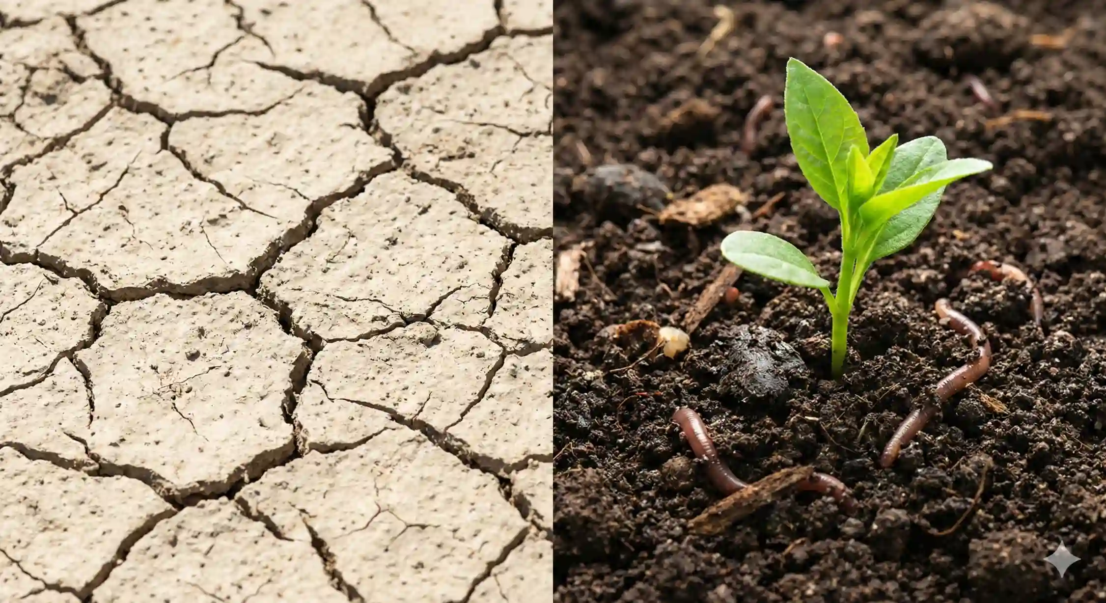 تفاوت خاک فقیر رسی با خاک حاصلخیز اصلاح شده با کود دامی پوسیده و مواد آلی.